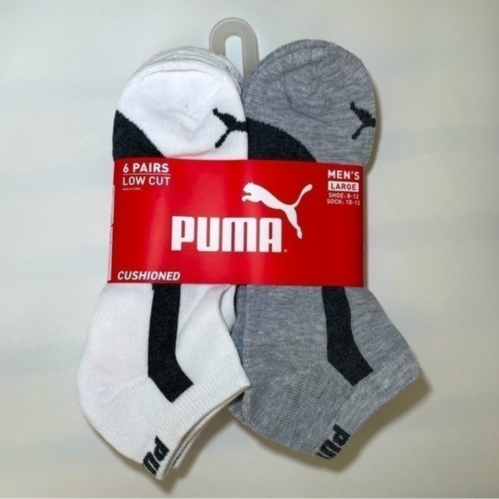 Puma men’s low cut socks 6 pack size 8-12 white black gray